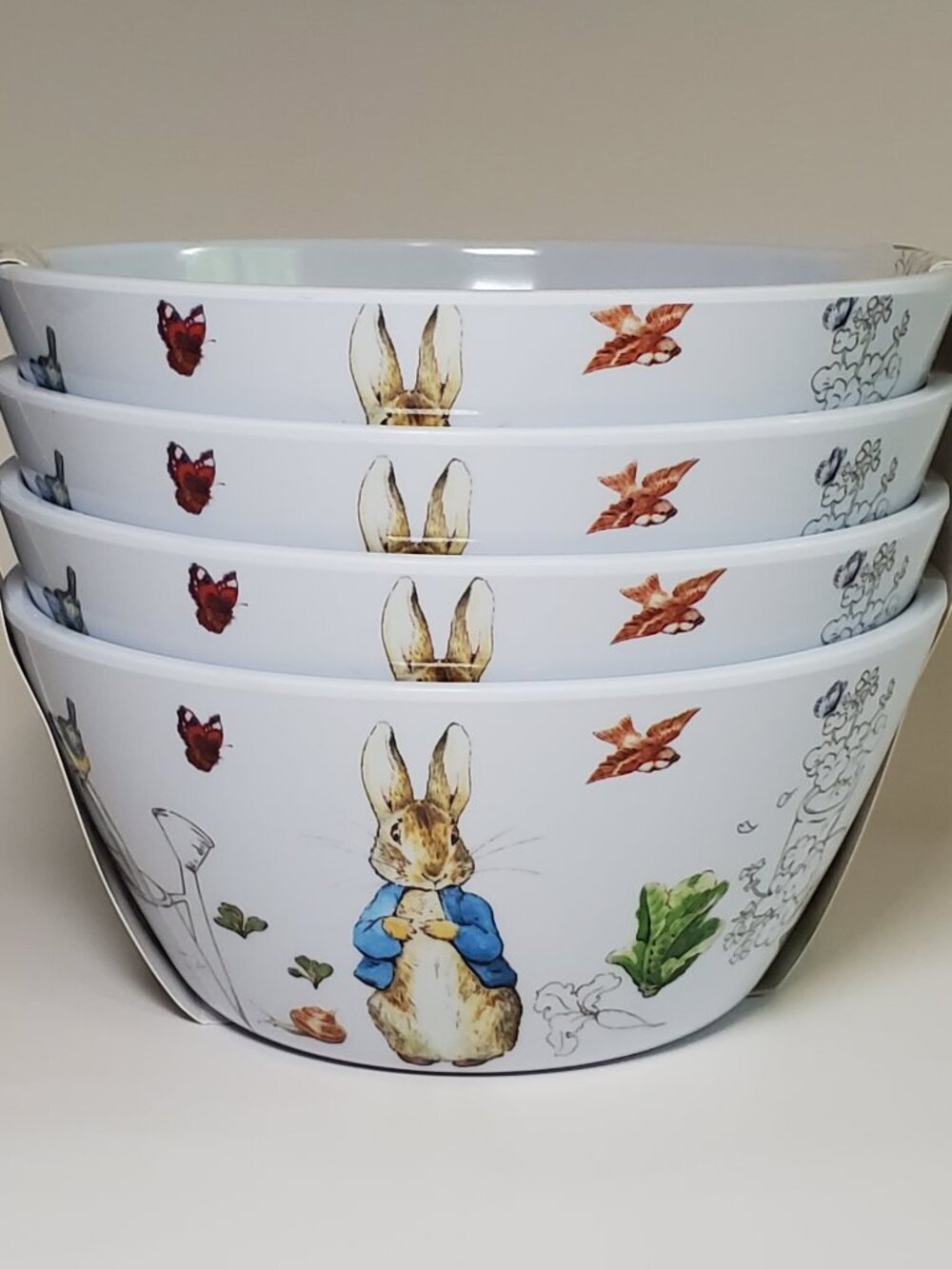 Beatrix Potter Peter Rabbit Melamine Bowl Set of 4 Snack Dessert Cereal NEW